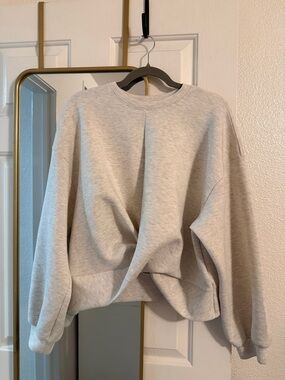 Old Navy Light Heather Gray Twist-Front Crewneck Sweatshirt